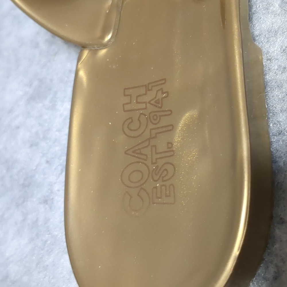 Coach Pretty Gold Jelly Bow Flip Flops Size 9 - Picture 5 of 8